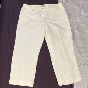 Ann Taylor LOFT off white cropped linen dress pants